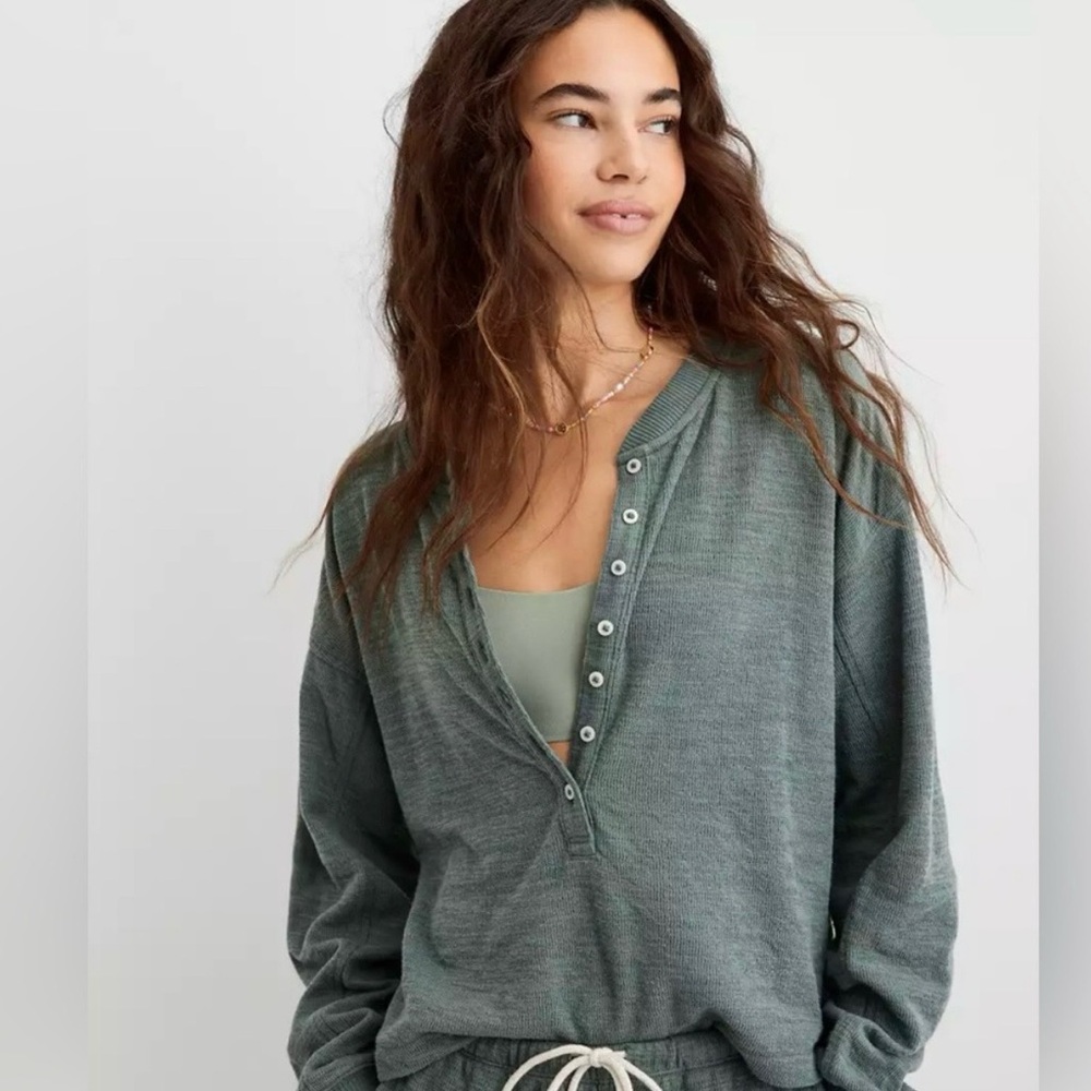 Aerie Henley Lightweight Sweatshirt